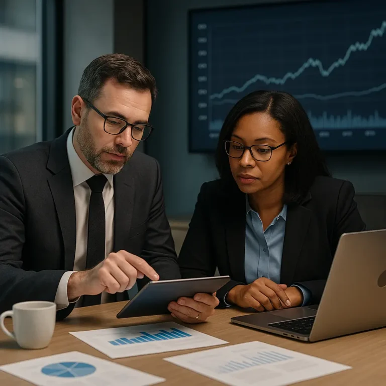 Business professionals reviewing legal documents in an office, demonstrating how Directors and Officers Insurance helps protect leaders during complex decisions and disputes.