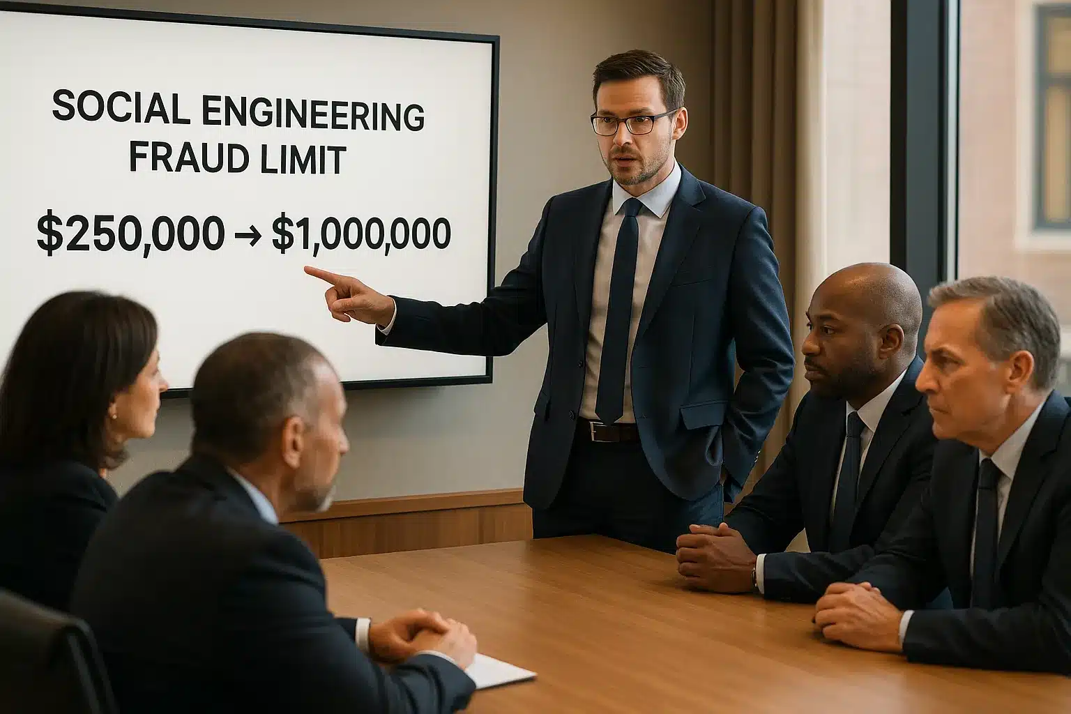 Broker presenting increased social engineering fraud coverage options Cyber Insurance Social Engineering discussion