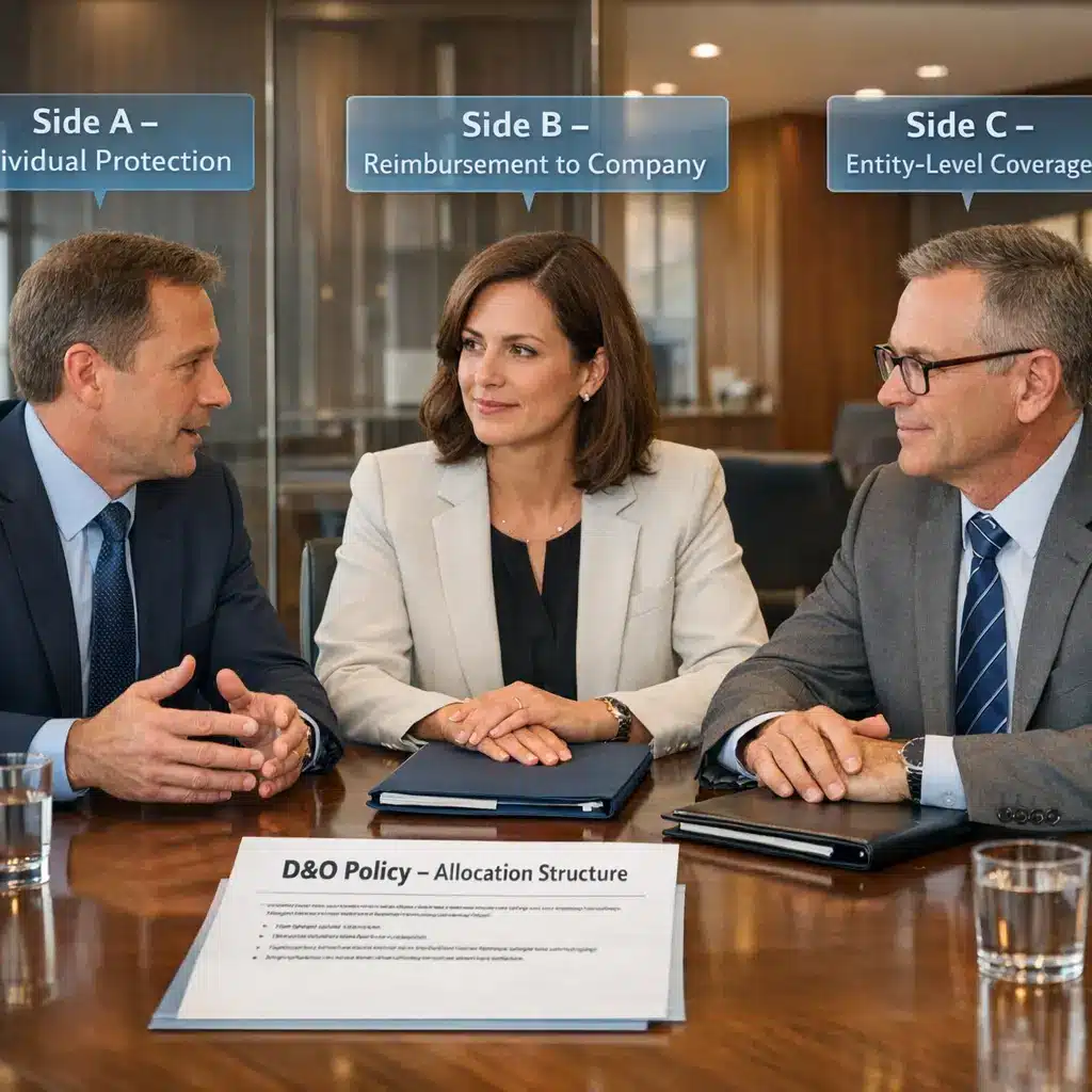 Investment Management Insurance illustrating D&O Side A, Side B, and Side C coverage for executives and investment management entities
