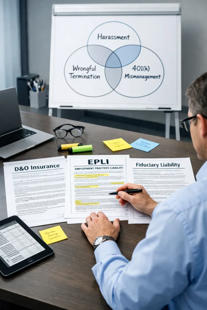 Nonprofit advisor analyzing D&O, EPLI, and fiduciary documents to coordinate coverage under Nonprofit D&O Insurance and related policies.