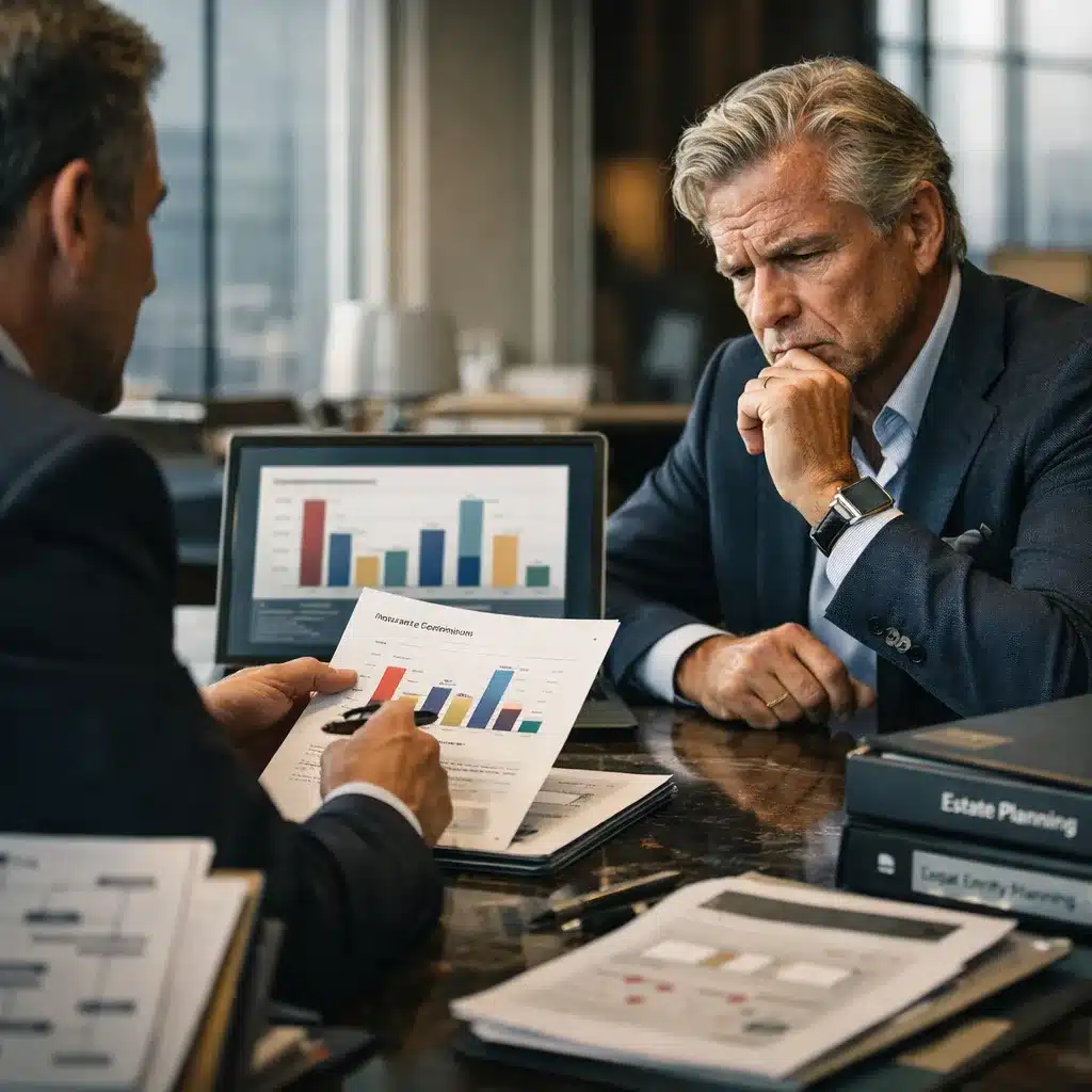 Wealthy family in a private office reviewing a denied claim tied to fiduciary liability and the wrong Single-Family Office Insurance structure.