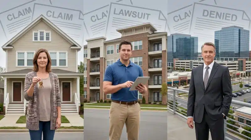 Different types of property managers from small landlord to large firm showing equal need for property management insurance