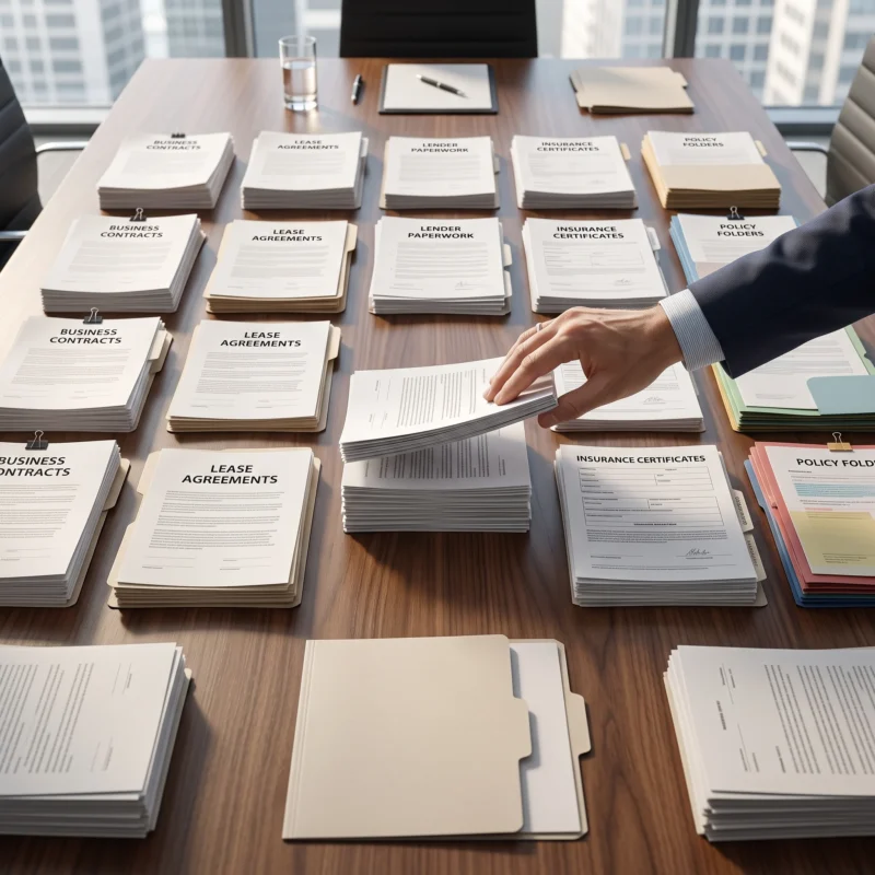 Organized contracts and insurance documents illustrate how businesses can address Commercial Insurance Coverage Gaps and meet current contractual requirements.