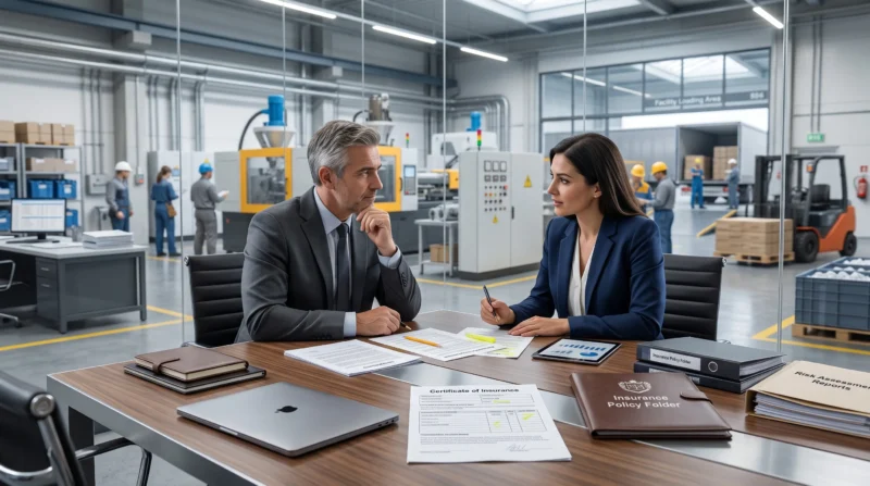 Plastics manufacturer and insurance broker reviewing customer contracts, certificates of insurance, and coverage requirements for Plastics Manufacturer Insurance