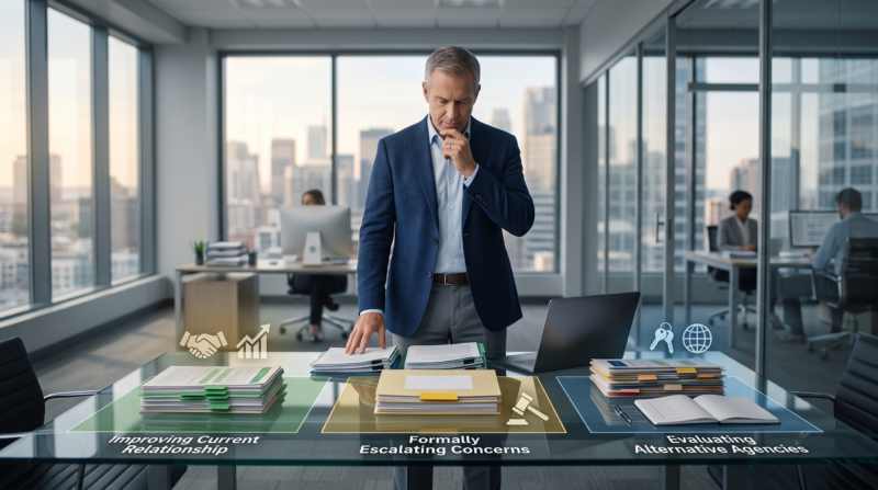 Business owner evaluating insurance service options and considering how often should your insurance account manager change