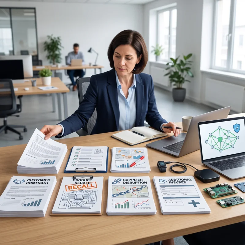Electronics manufacturer reviewing liability limits, product recall, supplier interruption, and contract requirements for Electronics Manufacturer Insurance.