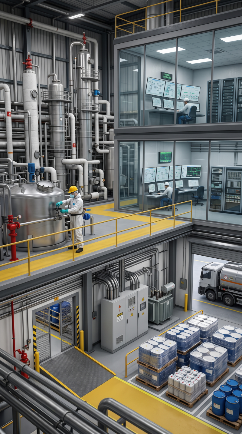 Chemical Manufacturer Insurance addressing property damage, business interruption, product recall, workers’ compensation, cyber risks, and catastrophic liability.