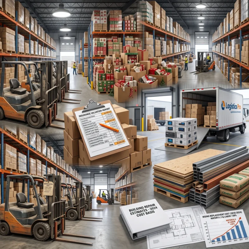 Warehouse filled with inventory illustrating property valuation issues such as replacement cost, inventory fluctuations, and other wholesale distributor insurance gaps that can lead to underinsurance.