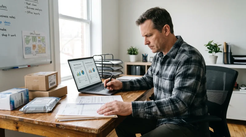 Small business owner reviewing a new insurance policy and checking whether Does Product Liability Insurance Cover Old Products.