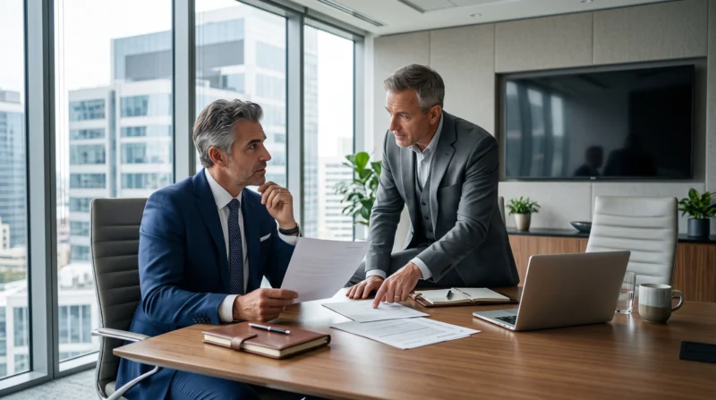 Business owner and commercial insurance broker discussing why an Insurance Company Not Renewing My Business Policy was not renewed