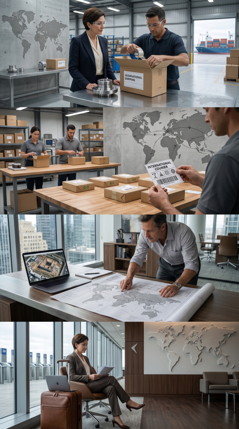 Manufacturer, ecommerce business, contractor, and traveling employee representing businesses that may need Foreign Liability Insurance for international operations.